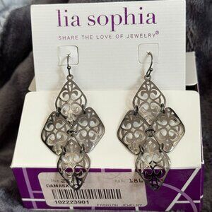 Lia Sophia Damask Dangle Vintage Earrings - NWT -  Rare